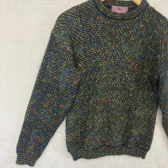 Vintage Concrete Mix Flecked Sweater Womens Medium 12-14 Pullover Rainbow Crew - Picture 7 of 16
